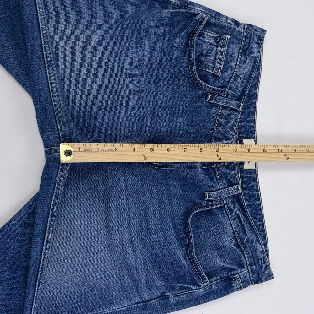 L'Agence Milana Low Rise Stovepipe Crop Straight Jean Raw Hem Women's 28 Blue